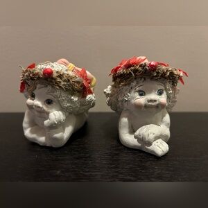 Dreamsicles: DX136 Candleholders Cherub Figurines w/ Floral Crowns (Set of 2)